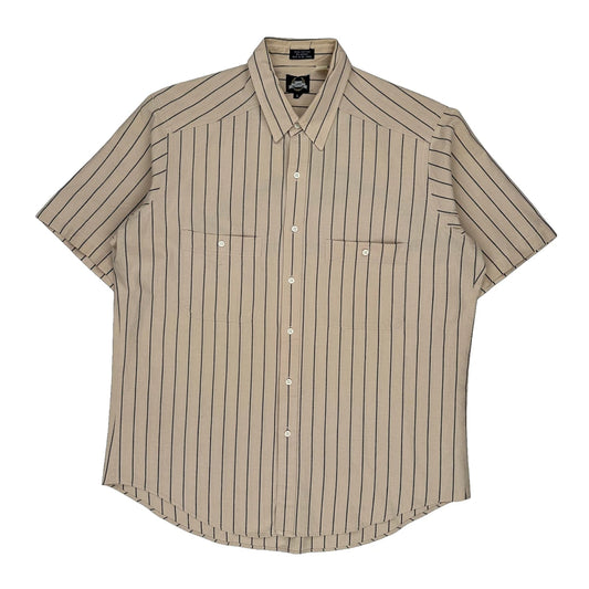 Lee Striped Short Sleeve Shirt - Large Beige Cotton