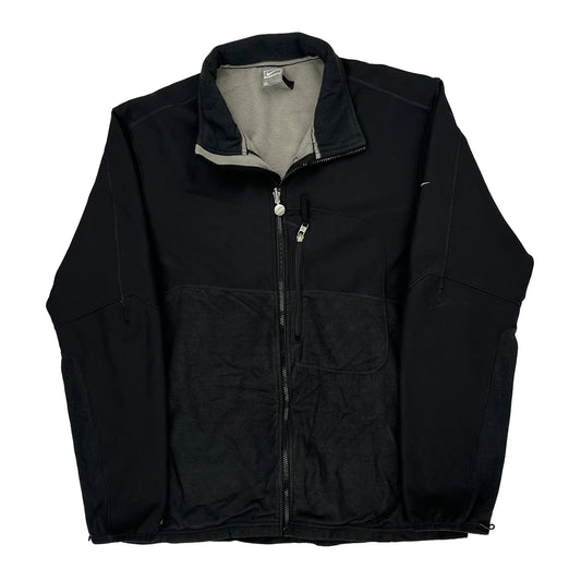 Performance Nike Fleece Jacket - XL Black Polyester Blend