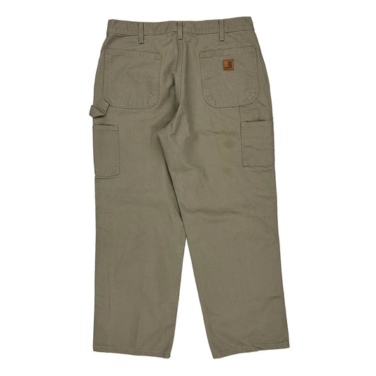 Original Dungaree Fit Carhartt Carpenter Trousers - 36W 30L Khaki Cotton