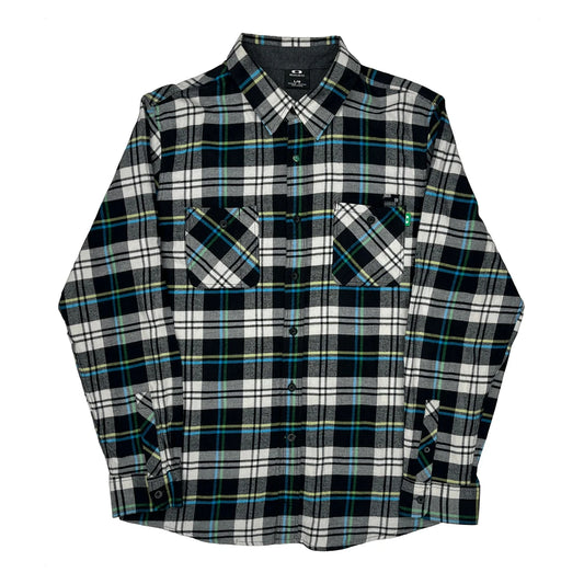 Vintage Oakley Checked Flannel Shirt - Large Black Cotton
