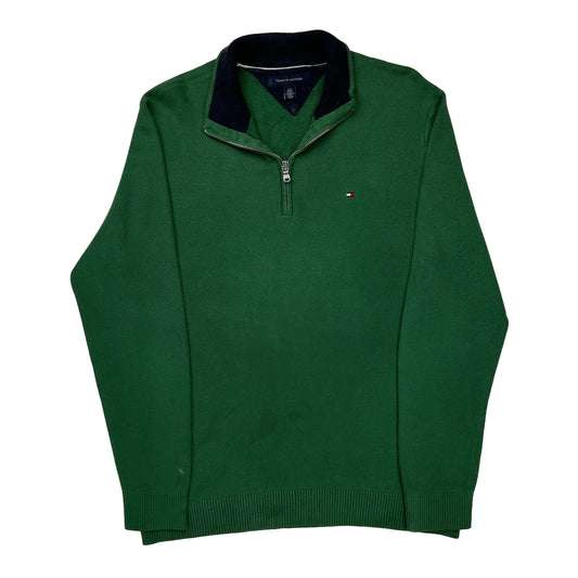 Tommy Hilfiger 1/4 Zip - Large Green Cotton
