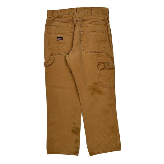 Dickies Double Knee Carpenter Trousers - 34W 29L Brown Cotton