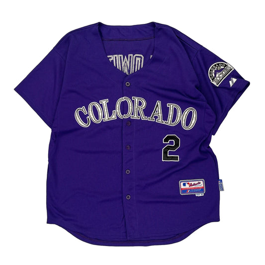 Made In USA Colorado Rockies Majestic Mlb Jersey - 2XL Purple Polyester