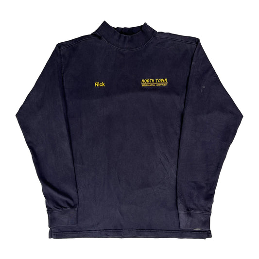 Carhartt Long Sleeve T-Shirt - Large Navy Cotton