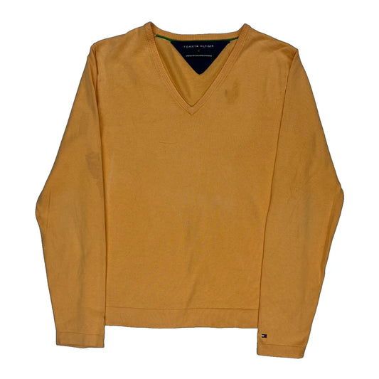 Tommy Hilfiger V-Neck Jumper - Medium Orange Cotton