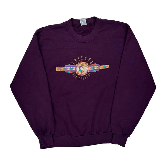 Arizona Sun Country, Made In USA Jerzees Graphic Sweatshirt - Large Purple Cotton