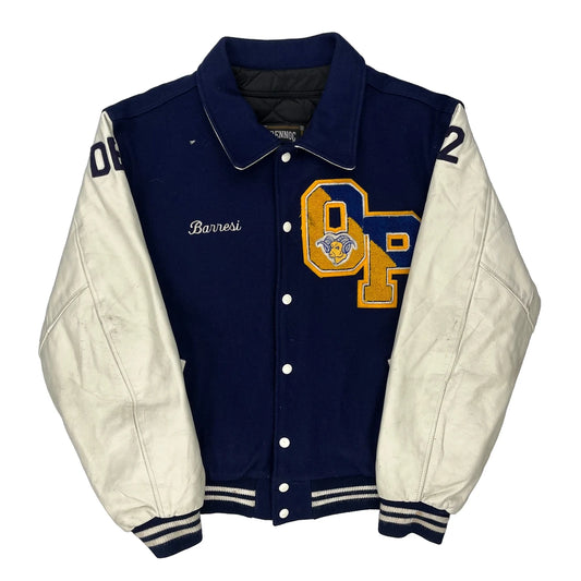 Oratory Prep Soccer Rennoc Varsity Jacket - Large Blue Leather