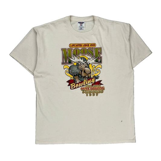 Made In USa Bowling 1997 Jerzees Graphic T-Shirt - XL White Cotton Blend