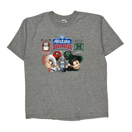 Allstate Sugar Bowl 2008 Anvil Graphic T-Shirt - XL Grey Cotton Blend