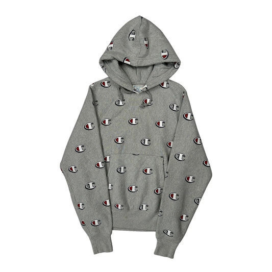 Vintage Reverse Weave Champion Hoodie - Small Grey Cotton