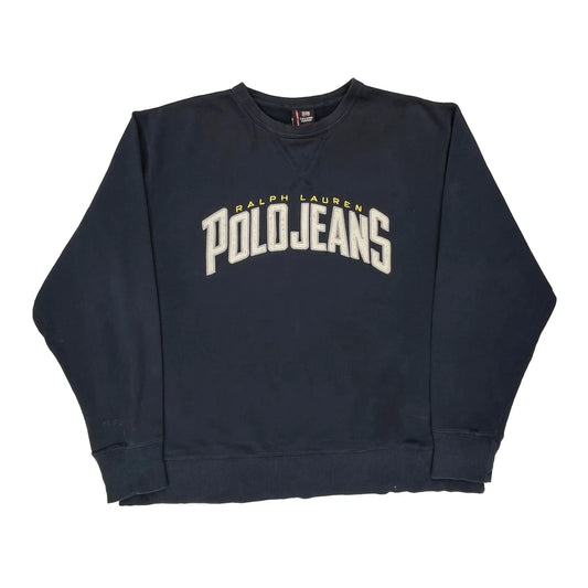 Ralph Lauren Spellout Sweatshirt - XL Navy Cotton Blend