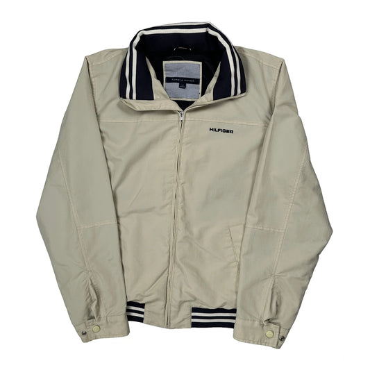Tommy Hilfiger Spellout Harrington Jacket - Large Beige Cotton