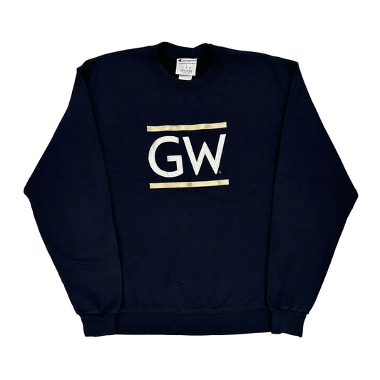 Gw Champion Graphic Sweatshirt - Large Navy Cotton Blend