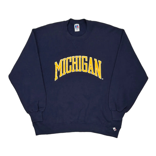Michigan Russell Athletic College Sweatshirt - 2XL Navy Cotton Blend