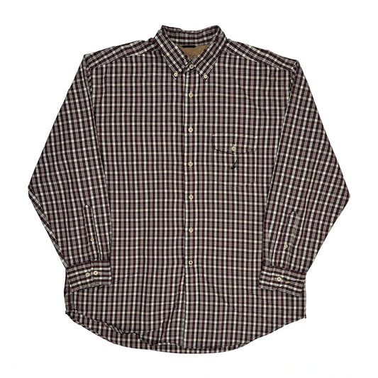 Vintage Nautica Checked Shirt - XL Burgundy Cotton