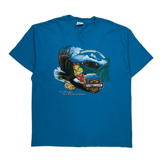 Vintage Maui Harley Davidson Graphic T-Shirt - 2XL Blue Cotton