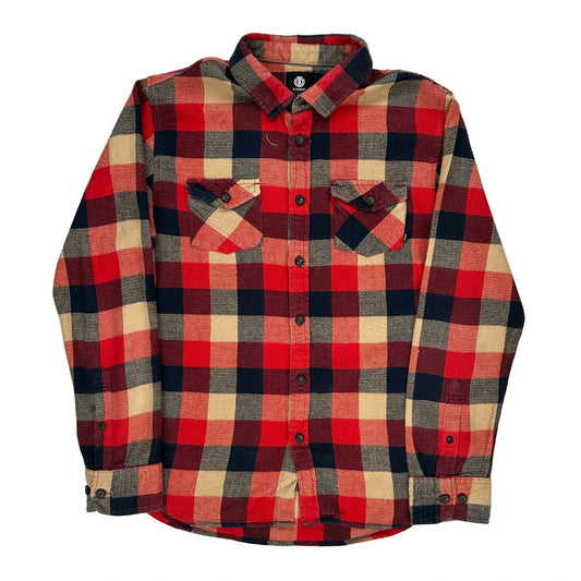 Element Checked Flannel Shirt - Large Beige Cotton