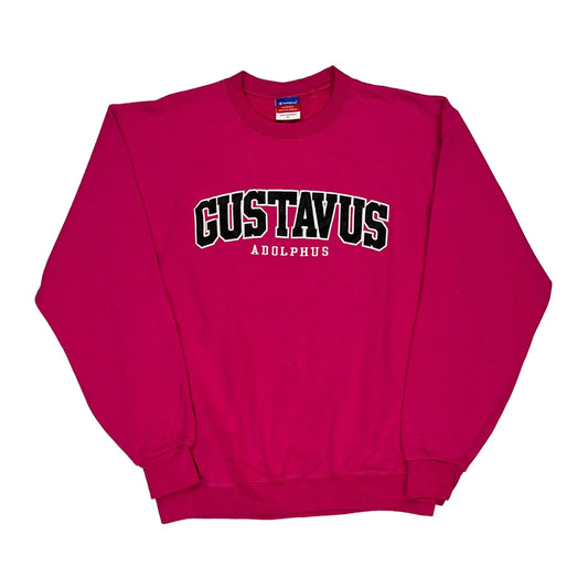 Gustavus Adolphus Champion College Sweatshirt - Large Pink Cotton