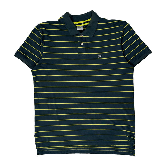 Nike Striped Polo Shirt - XL Green Cotton