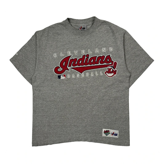 Cleveland Indians Majestic Mlb T-Shirt - Medium Grey Cotton Blend