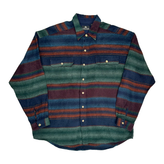 Structure Striped Flannel Shirt - Large Multicoloured Acrylic