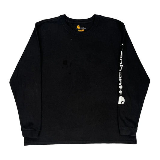 Carhartt Spellout Long Sleeve T-Shirt - 2XL Black Cotton