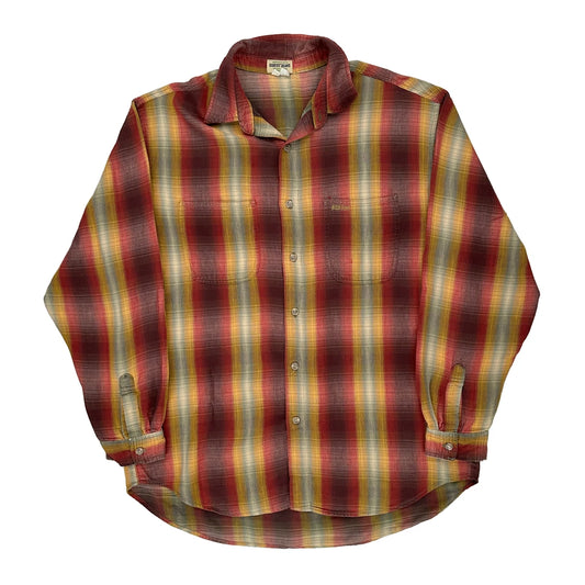 Made In USa Guess Checked Flannel Shirt - Large Multicoloured Cotton