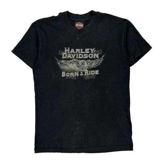 Age 14 Harley Davidson Graphic T-Shirt - Large Black Cotton