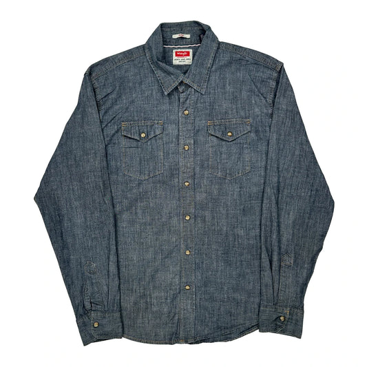 Wrangler Denim Shirt - Large Blue Cotton