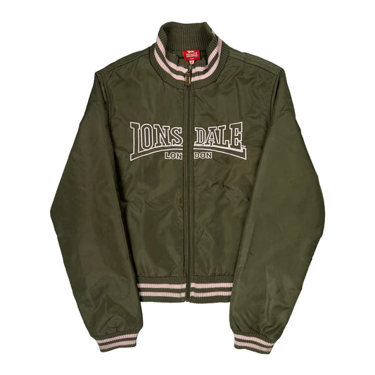Vintage Age 14 Lonsdale Spellout Bomber Jacket - Medium Green Polyester