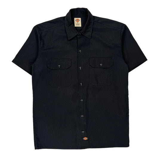 Dickies Short Sleeve Shirt - Medium Black Polyester Blend