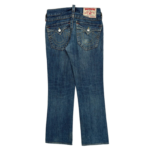 True Religion Boot Cut Jeans - 32W UK 10 Blue Cotton
