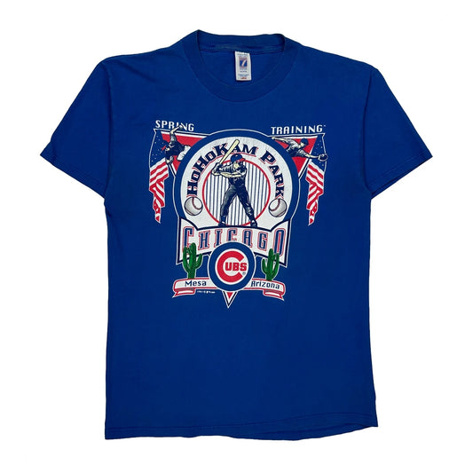 Vintage Chicago Cubs Logo Athletics Mlb T-Shirt - Large Blue Cotton