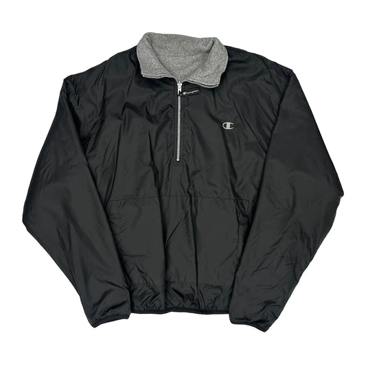 Vintage Champion Windbreaker - Large Black Polyester