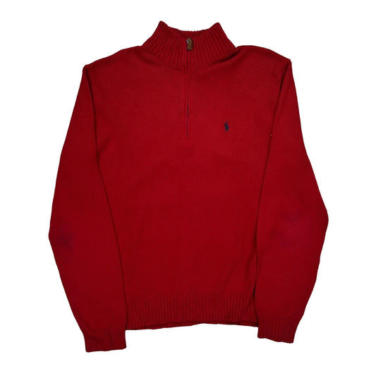 Polo By Ralph Lauren 1/4 Zip - Large Red Cotton