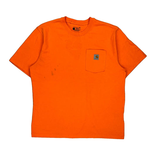 Carhartt T-Shirt - Large Orange Cotton Blend