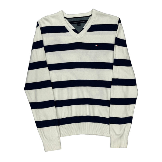 Tommy Hilfiger Striped Jumper - Small Navy Cotton