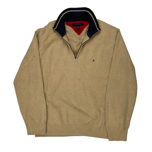Tommy Hilfiger 1/4 Zip - XL Beige Cotton