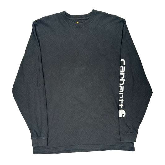 Carhartt Spellout Long Sleeve T-Shirt - Large Black Cotton