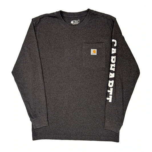 Carhartt Long Sleeve T-Shirt - Small Grey Cotton Blend