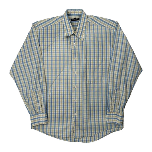 Made In USA Burberry London Checked Shirt - Medium Blue Cotton