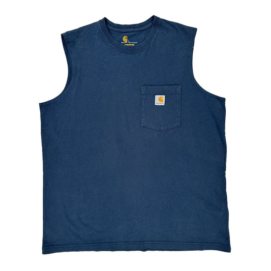 Relaxed Fit Carhartt Vest - Large Blue Cotton