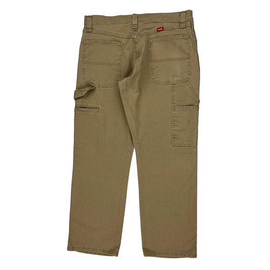 Wrangler Carpenter Trousers - 34W 29L Brown Cotton Blend