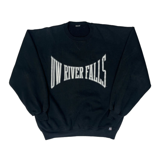 Uw River Falls Unbranded Spellout Sweatshirt - Large Black Cotton Blend