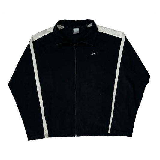 Nike Striped Track Jacket - Large Black Polyester