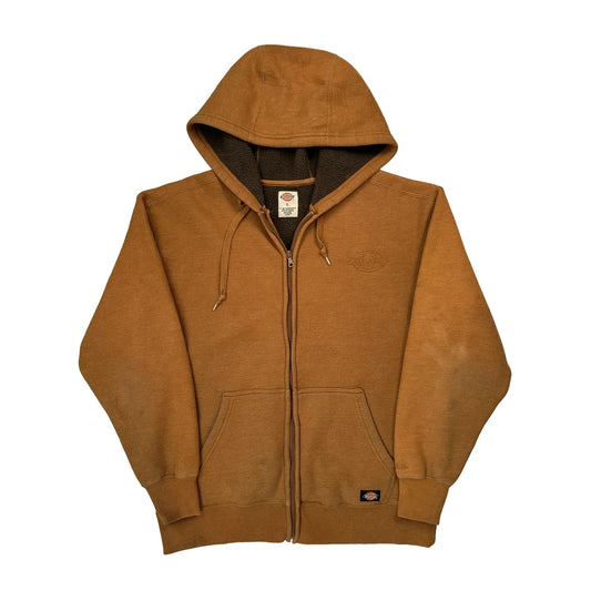 Vintage Dickies Sherpa Lined Hoodie - Large Brown Cotton Blend