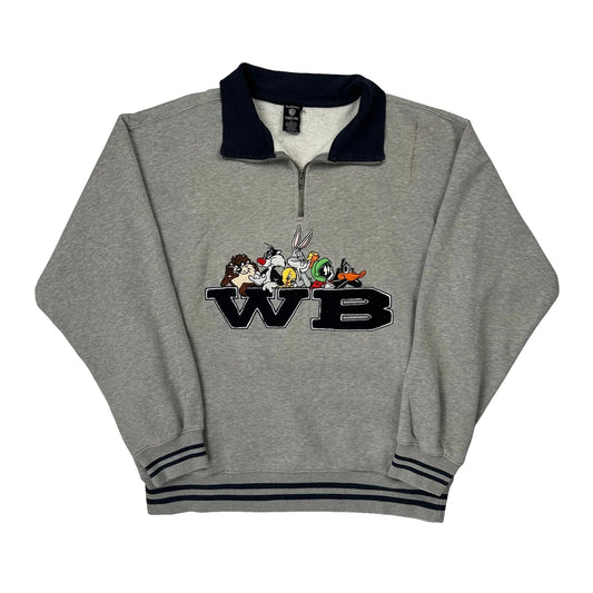 Looney Tunes Characters Warner Bros Cartoon 1/4 Zip - Large Grey Cotton Blend