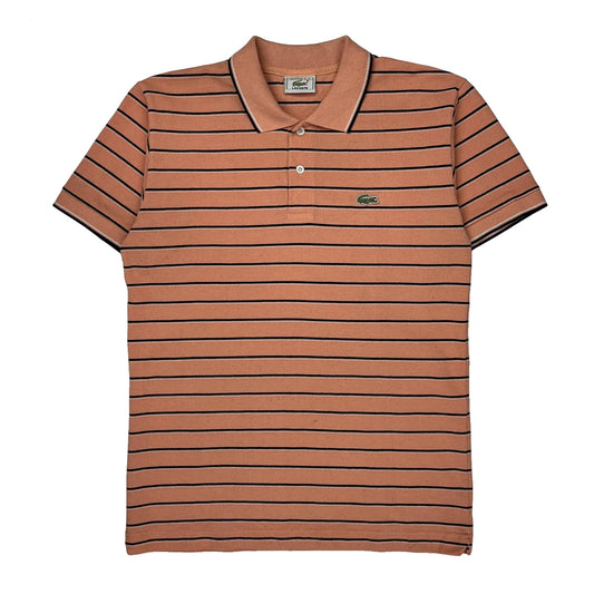 Vintage Lacoste Striped Polo Shirt - Medium Pink Cotton