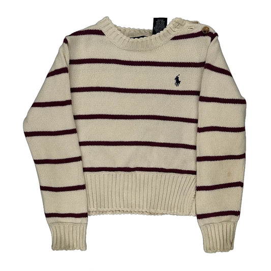Age 5 Ralph Lauren Striped Jumper - Small Burgundy Cotton