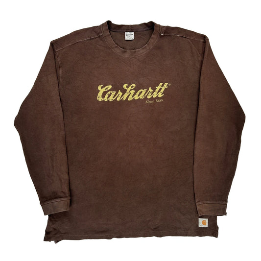 Carhartt Long Sleeve T-Shirt - XL Brown Cotton